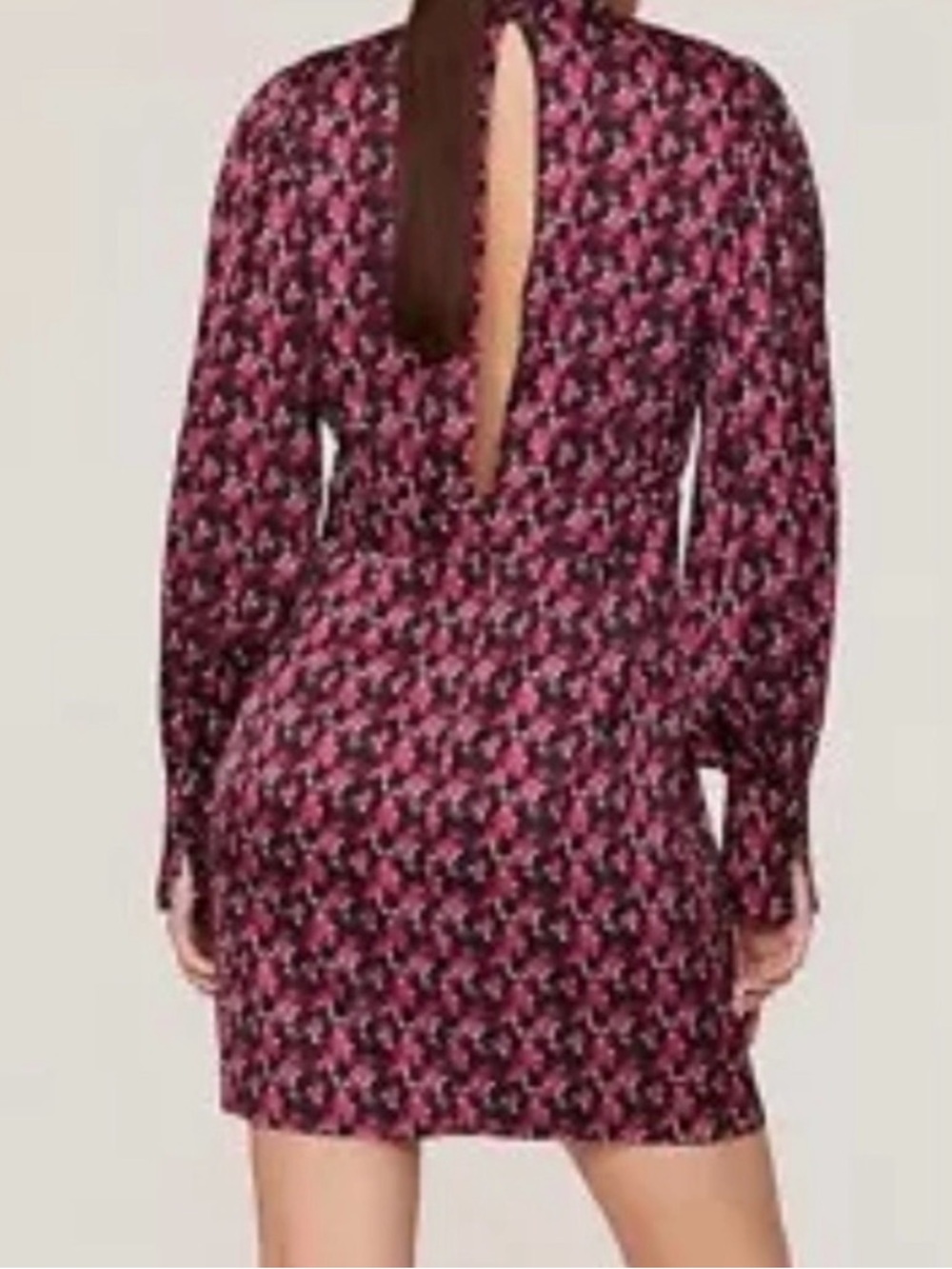 Ronny Kobo Collection Pink and Black High-Neck Keyhole Mini Dress - Picture 2 of 11